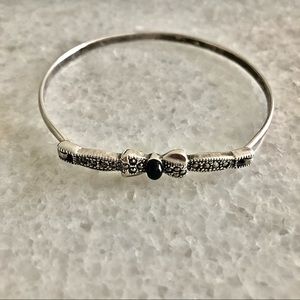Vintage 925 Sterling Bracelet w/ Onyx & Marcasite
